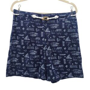 Vintage Lauren Ralph Lauren Womens 10 Shorts Nautical Sailboat Rope Belt Blue
